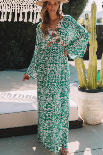 Green Abstract Print Maxi