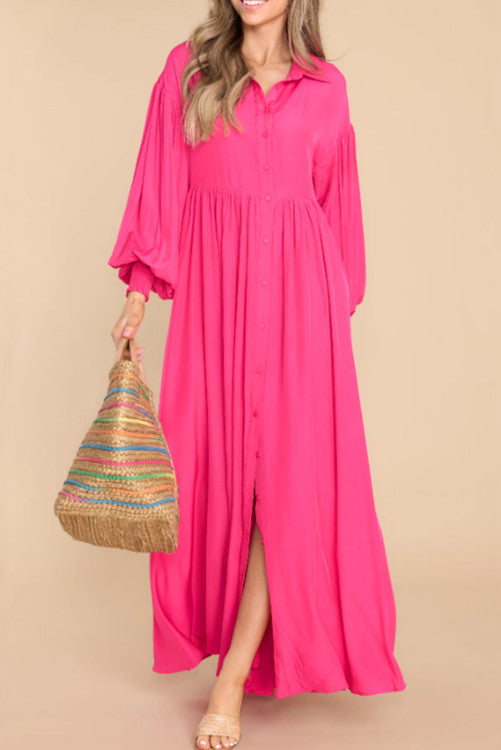 Bubble Sleeve Shirt Maxi